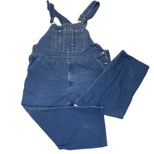 Big Smith Overalls Mens 46x28‎ Blue Denim Bib Carpenter Workwear